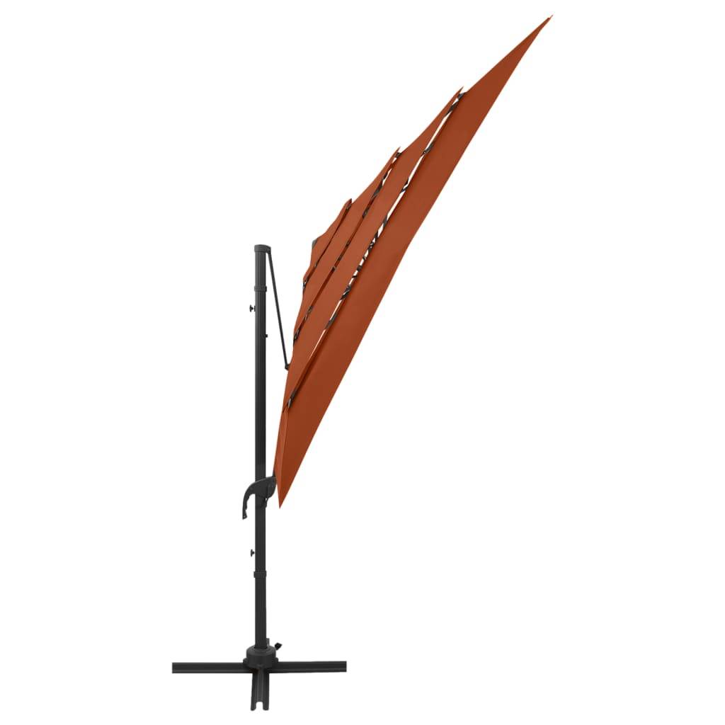Helloshop26 - Parasol à 4 niveaux avec mât en aluminium 250 x 250 cm orange - Image 4