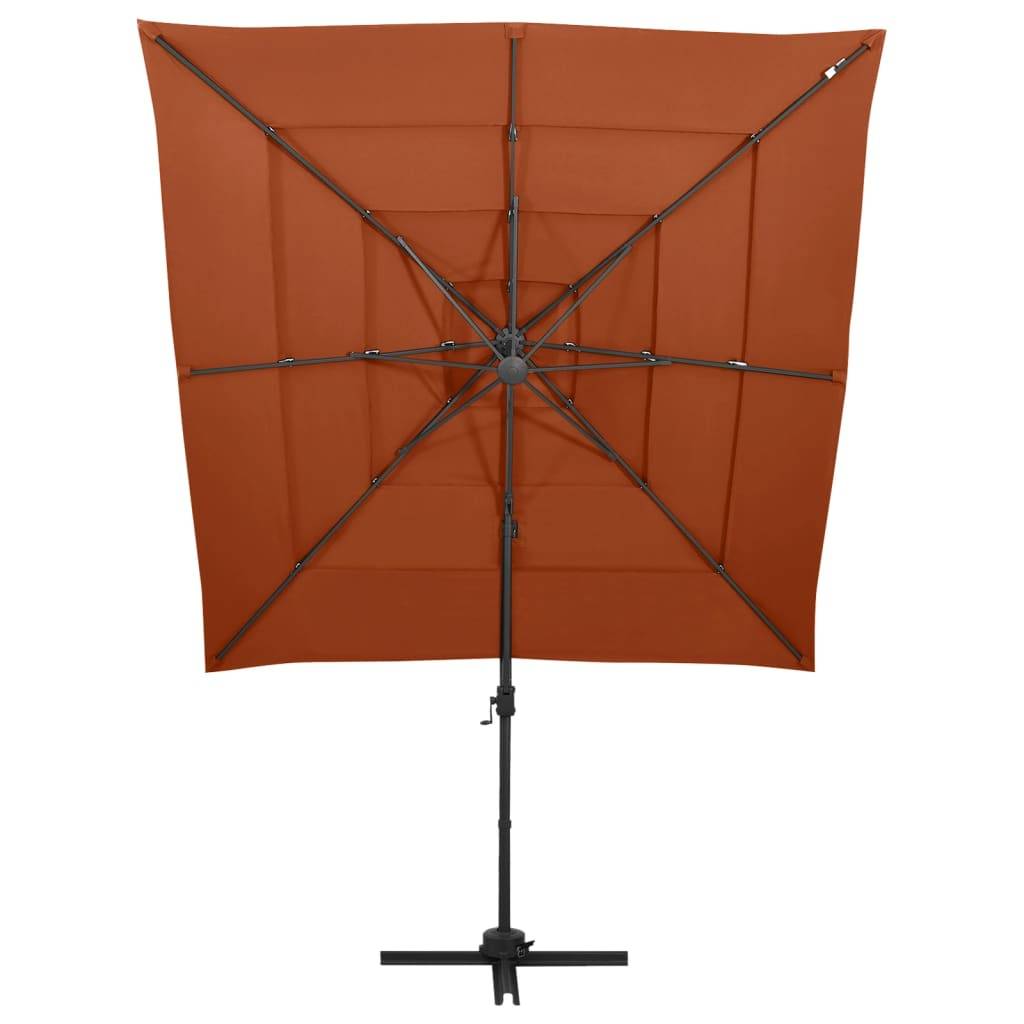 Helloshop26 - Parasol à 4 niveaux avec mât en aluminium 250 x 250 cm orange - Image 3