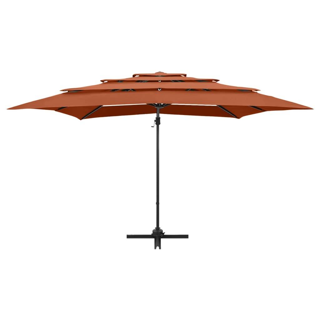 Helloshop26 - Parasol à 4 niveaux avec mât en aluminium 250 x 250 cm orange - Image 1