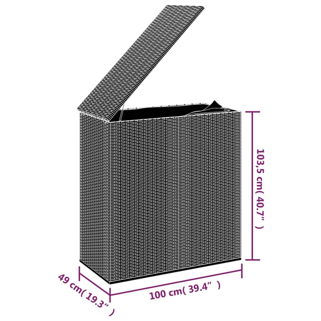 Boîte à coussins coffre de rangement de jardin résine tressée 100 x 49 x 103,5 cm gris - Image 5