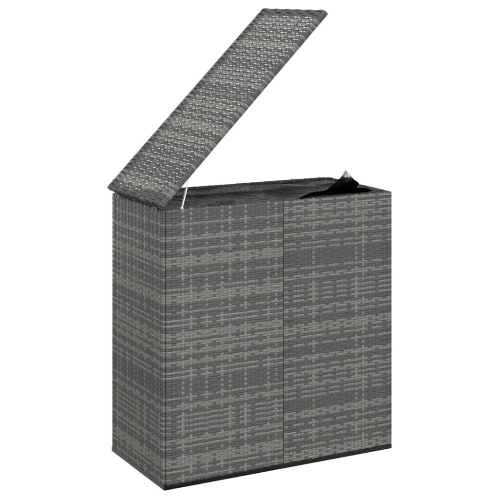 Boîte à coussins coffre de rangement de jardin résine tressée 100 x 49 x 103,5 cm gris - Image 1