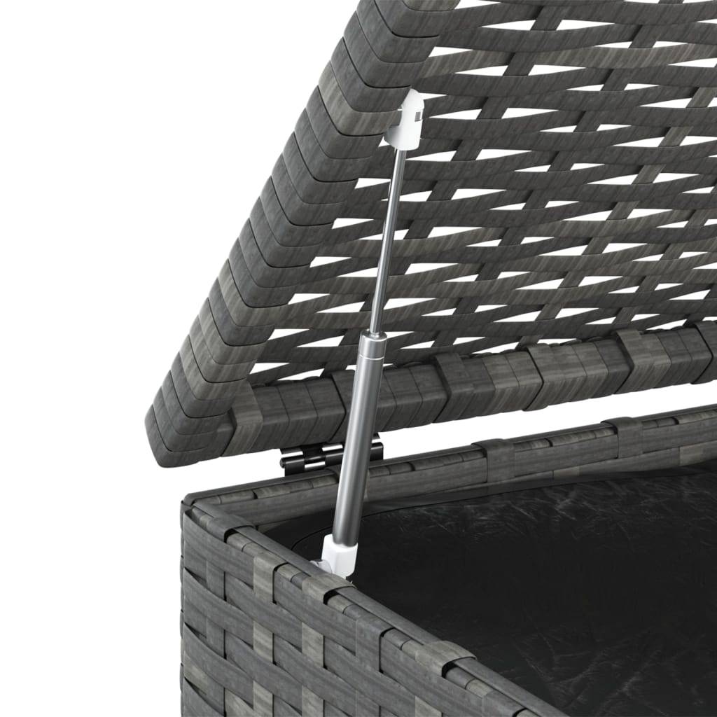 Boîte à coussins coffre de rangement de jardin résine tressée 100 x 49 x 103,5 cm gris - Image 4