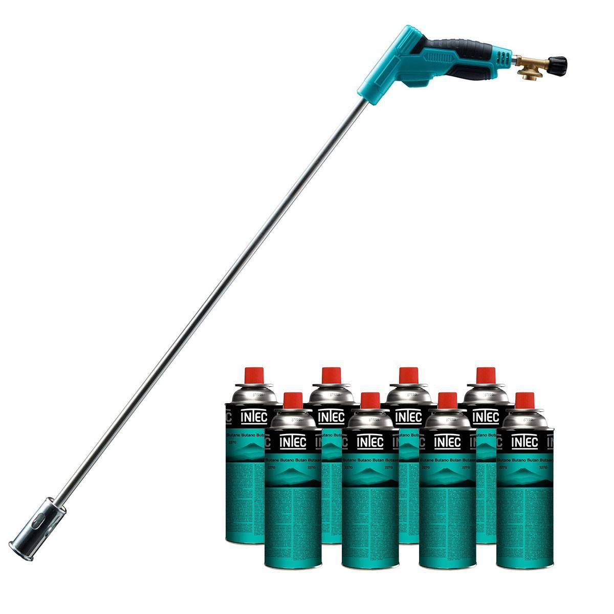 Intec - Désherbeur thermique Brule Herbes Allumage piezo + 8 cartouches 250g + Adaptateur multi cartouches INTEC - Image 1
