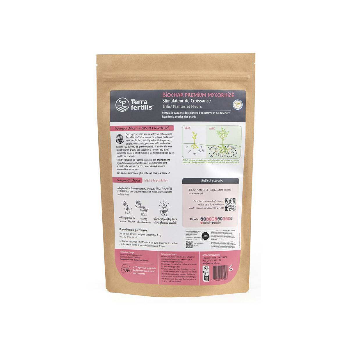 Terra Fertilis - Amendement biochar + mycorhizes pour fleurs et massifs - sachets 250 g à 1 kg - 250 grs - Image 2