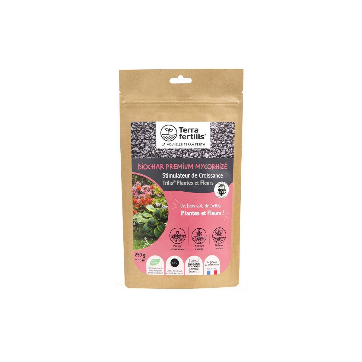 Terra Fertilis - Amendement biochar + mycorhizes pour fleurs et massifs - sachets 250 g à 1 kg - 250 grs - Image 1