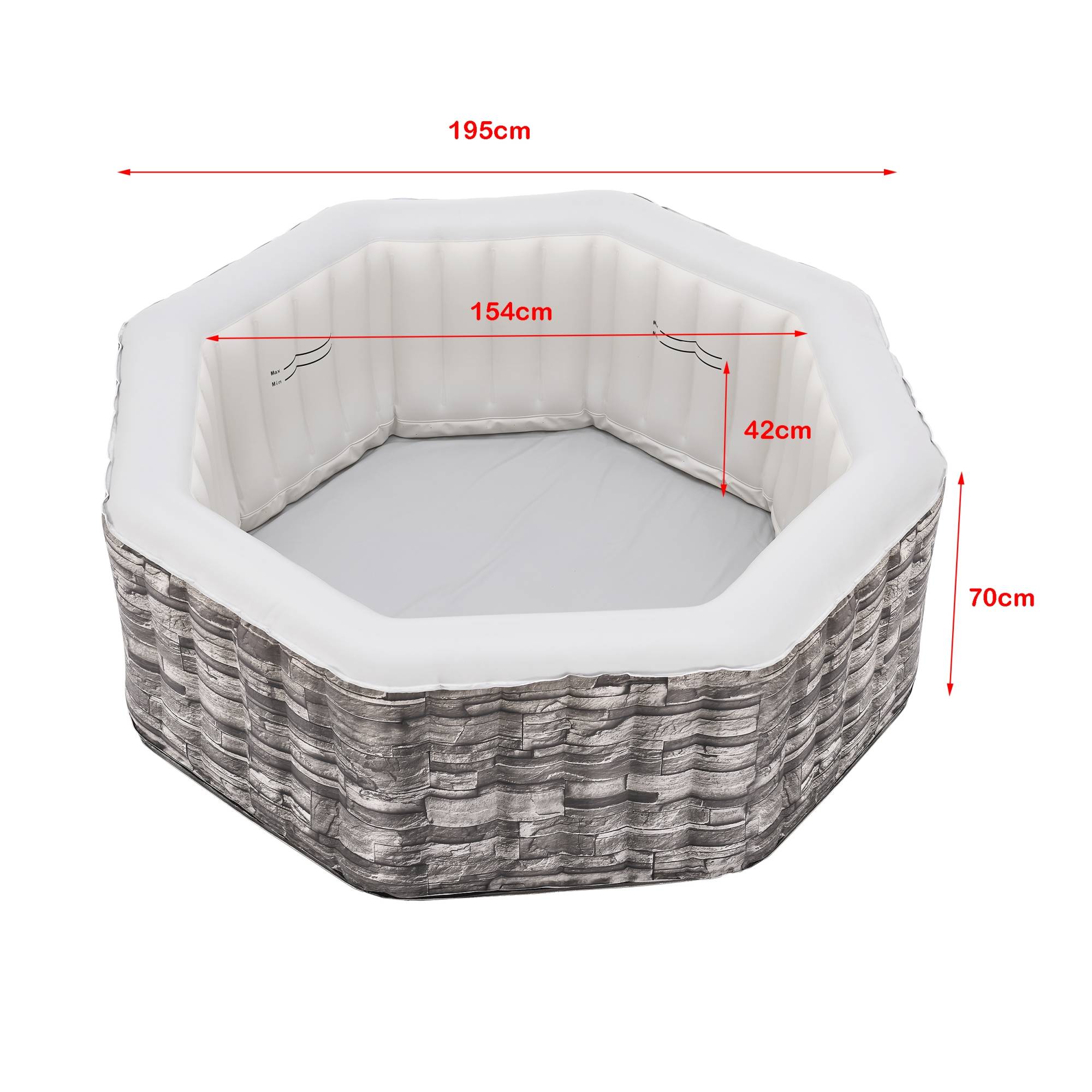 Casa.Pro - Spa gonflable Carosino pour 5 personnes aspect pierre gris pro.tec - Image 3