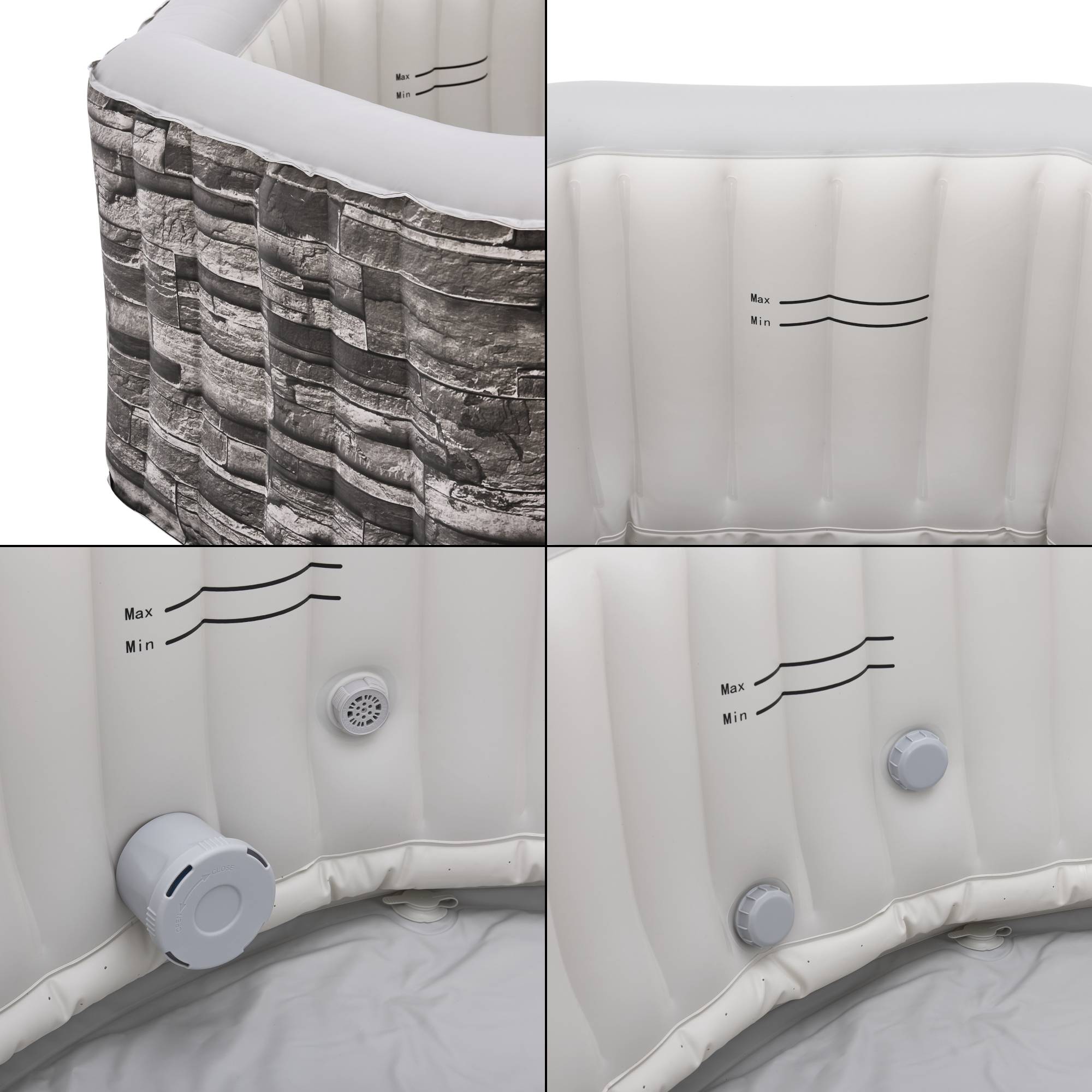 Casa.Pro - Spa gonflable Carosino pour 5 personnes aspect pierre gris pro.tec - Image 7