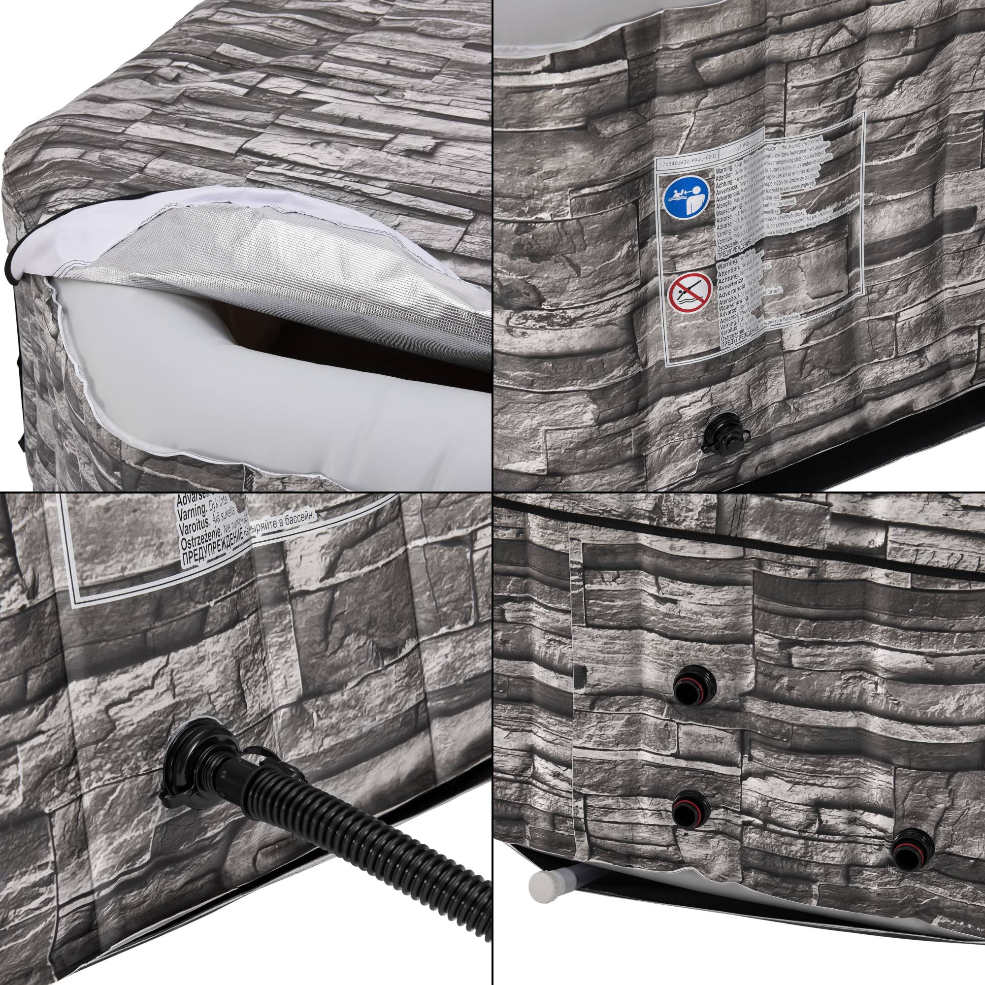 Casa.Pro - Spa gonflable Carosino pour 5 personnes aspect pierre gris pro.tec - Image 8