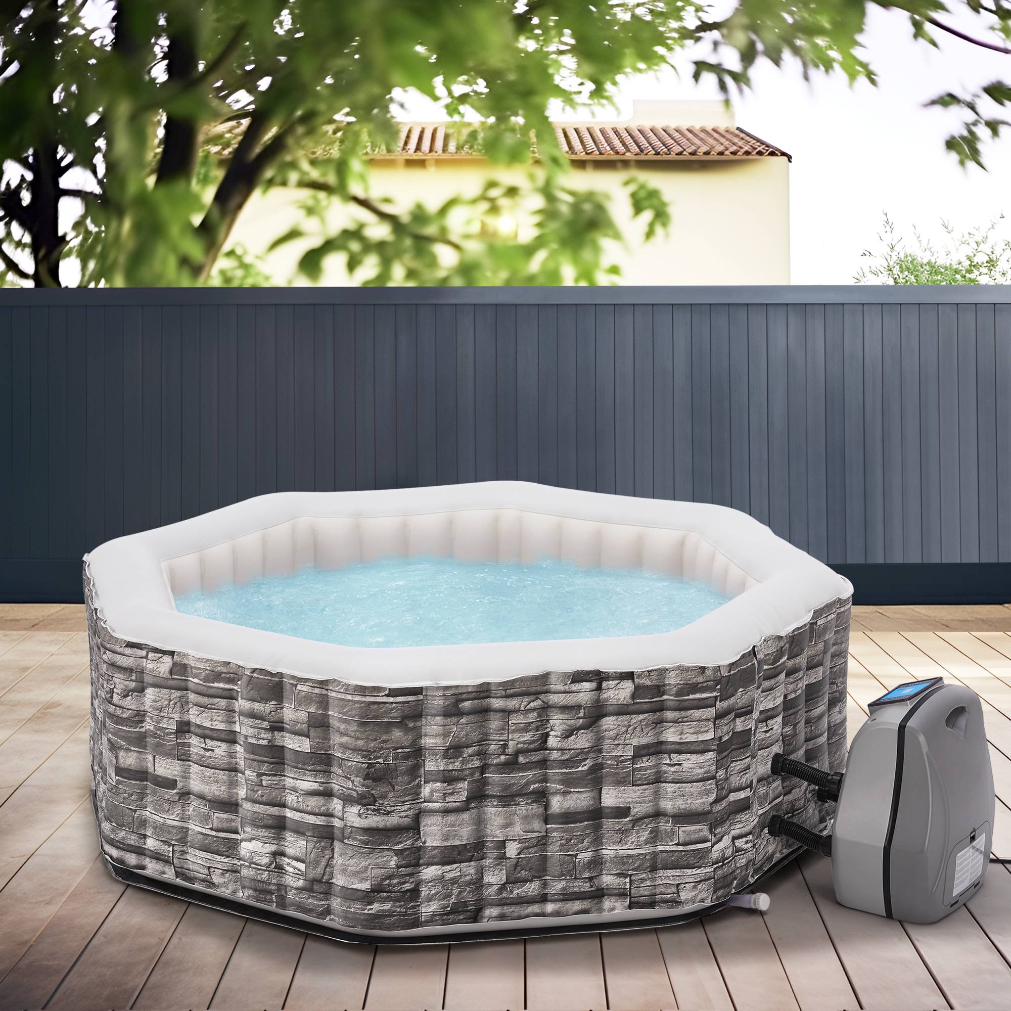 Casa.Pro - Spa gonflable Carosino pour 5 personnes aspect pierre gris pro.tec - Image 2