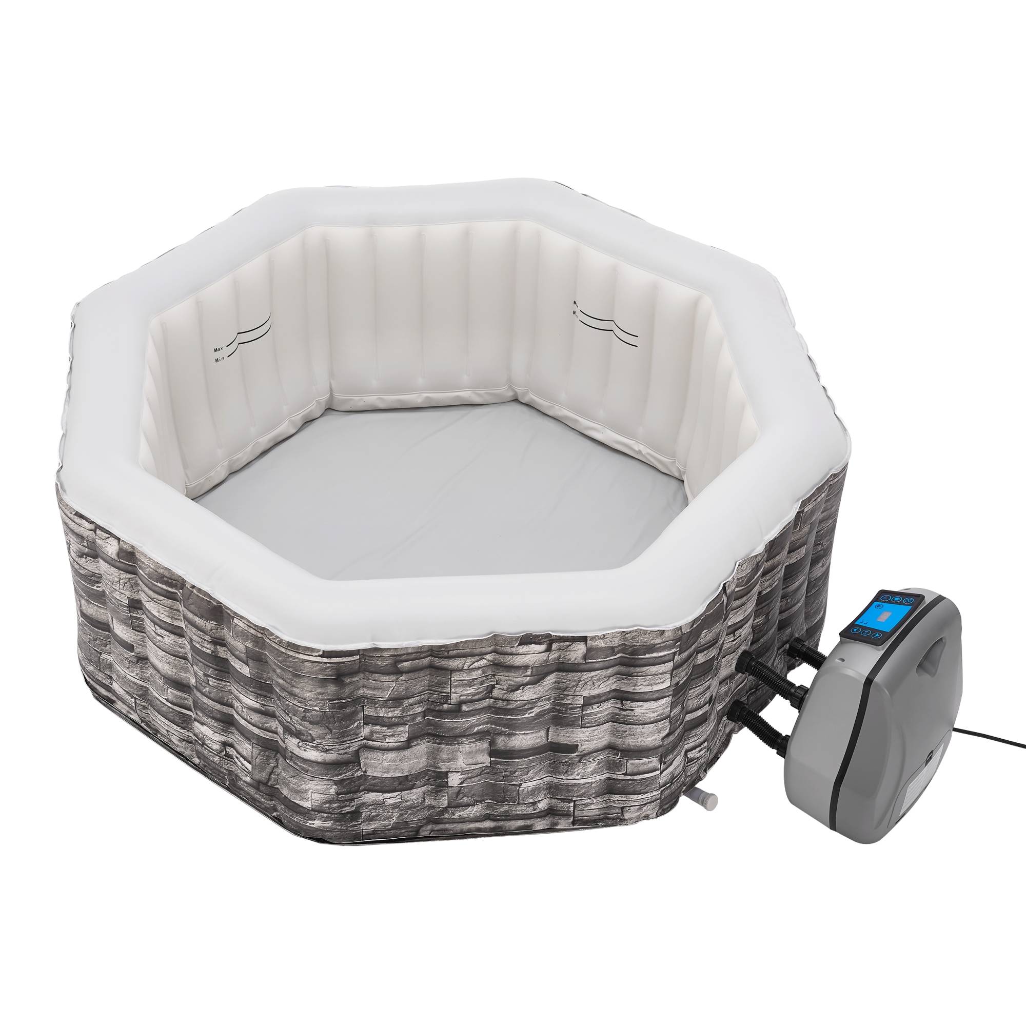 Casa.Pro - Spa gonflable Carosino pour 5 personnes aspect pierre gris pro.tec - Image 1
