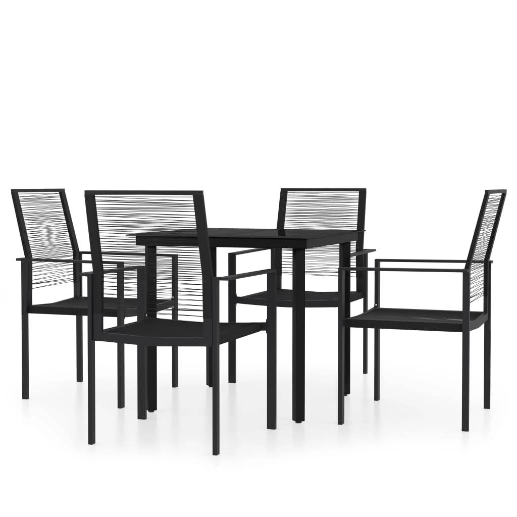 Ensemble Repas 4P Rotin Creux PVC et Acier Carré Noir – ComfortXL Outdoor Living - Image 2
