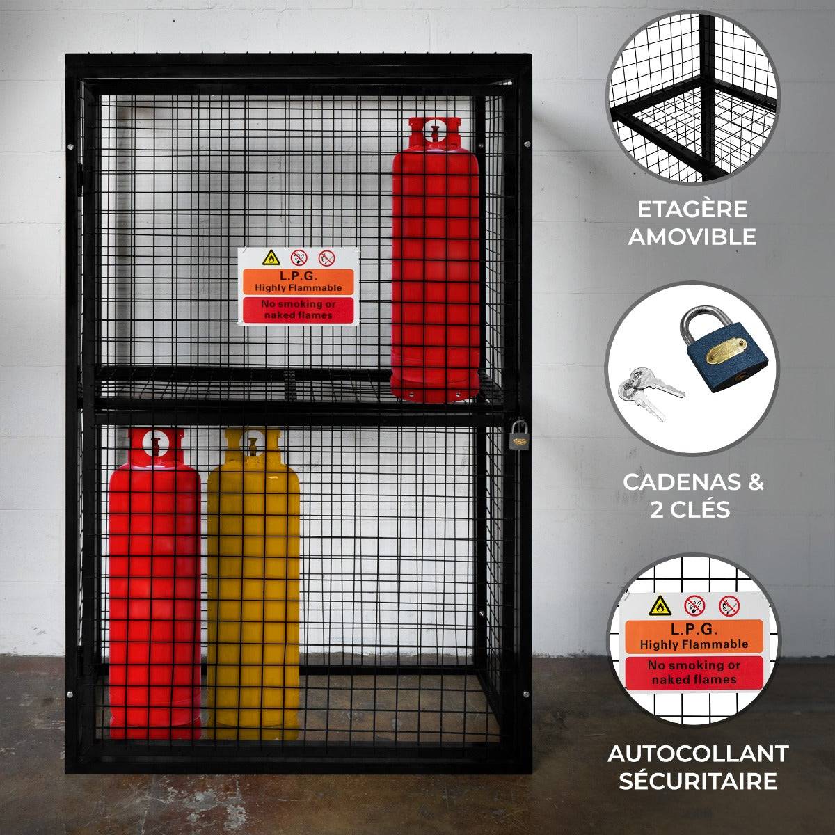 Monstershop - Cage Métallique Bouteilles de Gaz - 57 x 116 x 184cm - Image 2