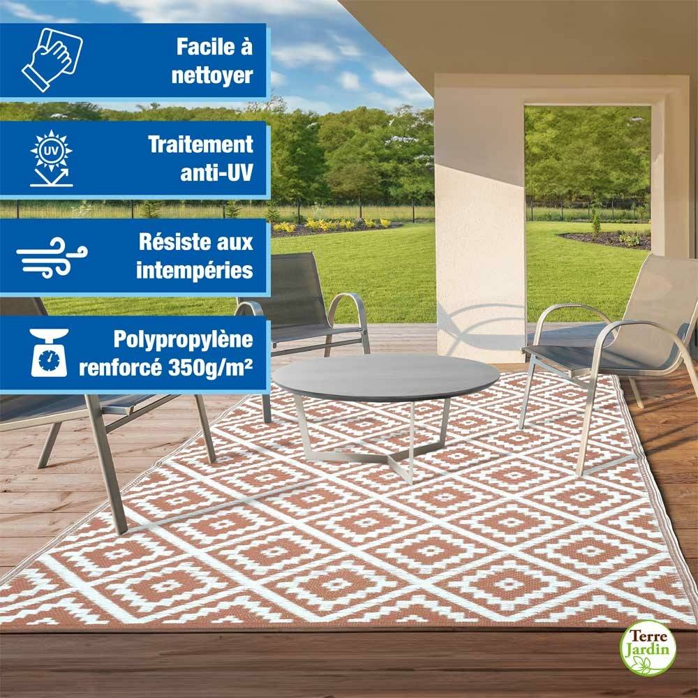 Tapis extérieur réversible pour balcon et terrasse Terracotta 270 x 370 Terracotta - Image 2