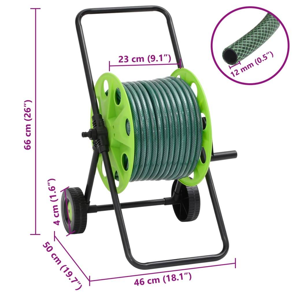 Chariot enrouleur acier et PVC vert 46 x 50 x 66 cm - PANGIVO - Image 8