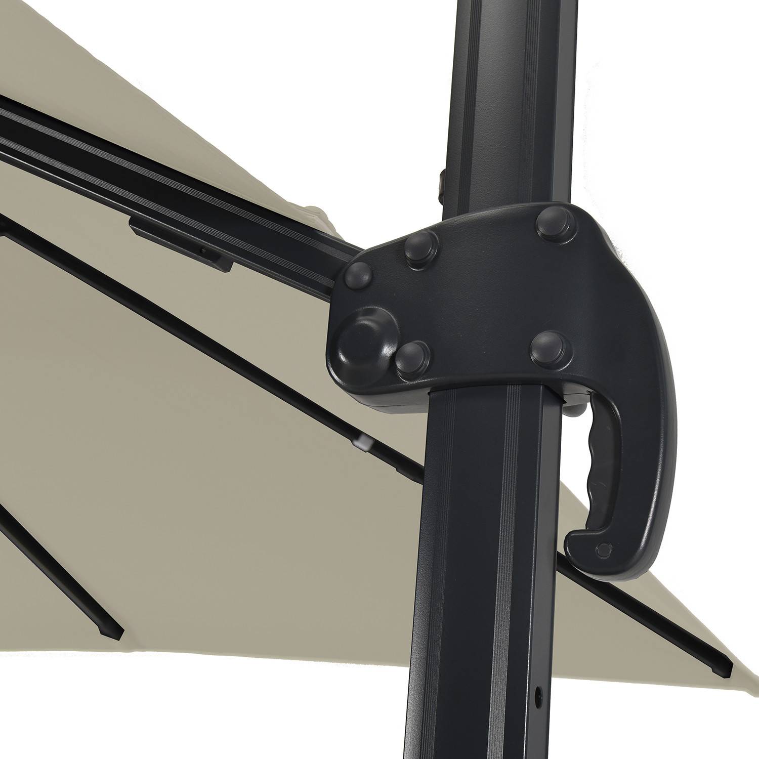 Autre - Parasol déporté LED 3x4m rectangle en aluminium + housse - rotatif 360° - Taupe - ROME - Image 6