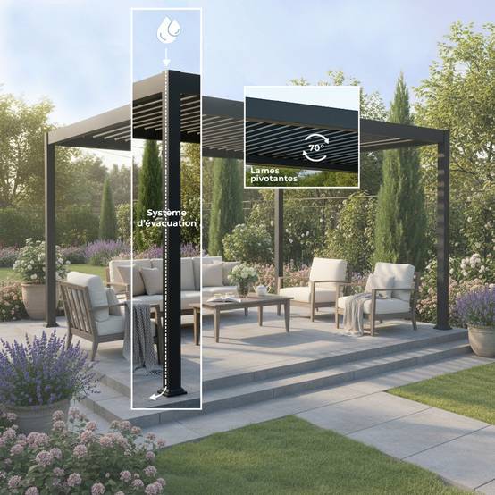 Pergola bioclimatique 3 x 4m Zeus anthracite - Gecko Jardin - Image 4