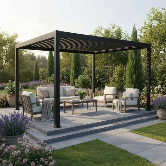 Pergola bioclimatique 3 x 4m Zeus anthracite - Gecko Jardin - Image 1