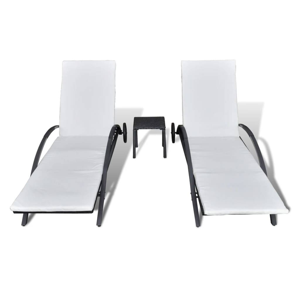 Helloshop26 - Chaises longues avec table 199,5 x 65 x 37 cm résine tressée noir - Image 2