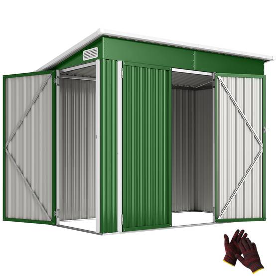 Abri de jardin extérieur 2,7 m² (234 x 132 x 185 cm) avec triple verrouillage et aérations, vert - Image 1