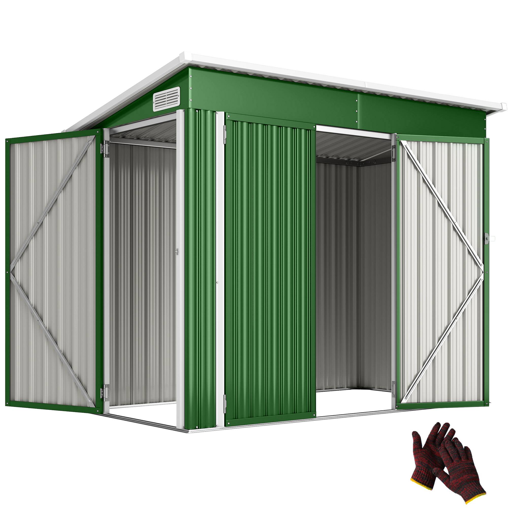 Abri de jardin extérieur 2,7 m² (234 x 132 x 185 cm) avec triple verrouillage et aérations, vert