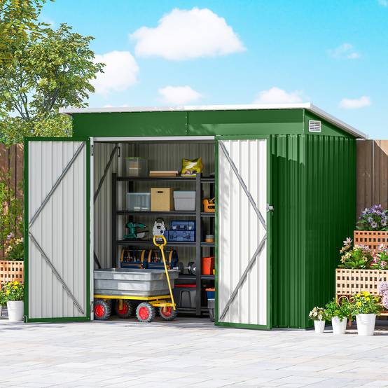 Abri de jardin extérieur 2,7 m² (234 x 132 x 185 cm) avec triple verrouillage et aérations, vert - Image 4