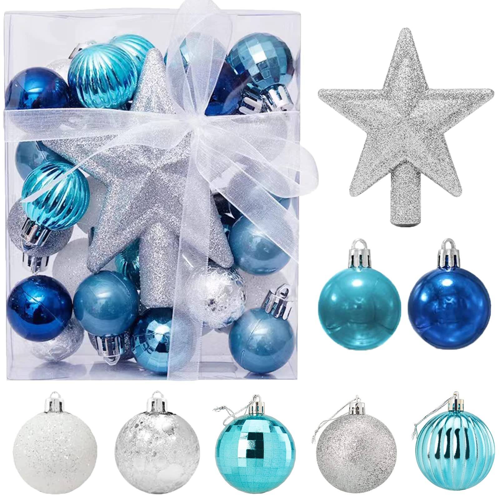 Ensemble de boules de Noël, décoration de boules de sapin de Noël, décoration de sapin de Noël, décoration de sapin de Noël avec cintre, 30 pièces - Image 1