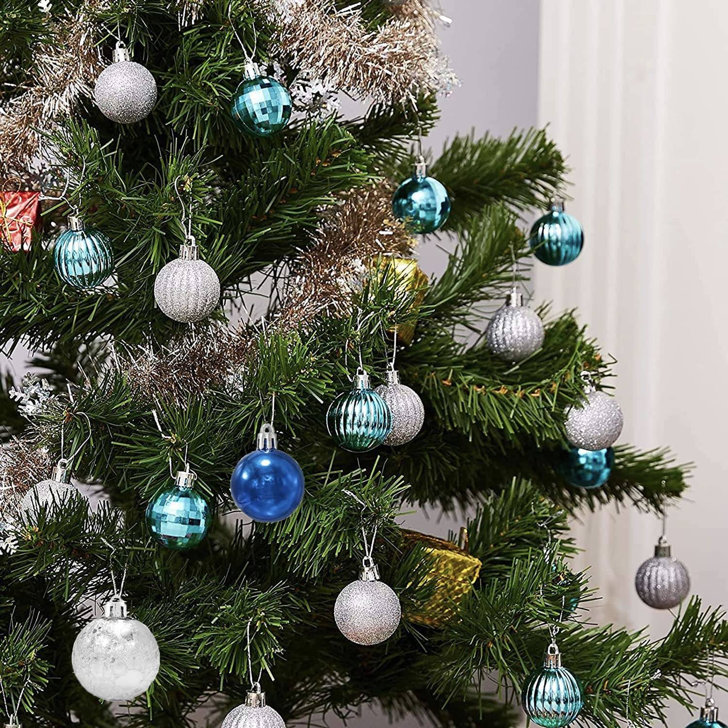 Ensemble de boules de Noël, décoration de boules de sapin de Noël, décoration de sapin de Noël, décoration de sapin de Noël avec cintre, 30 pièces - Image 5