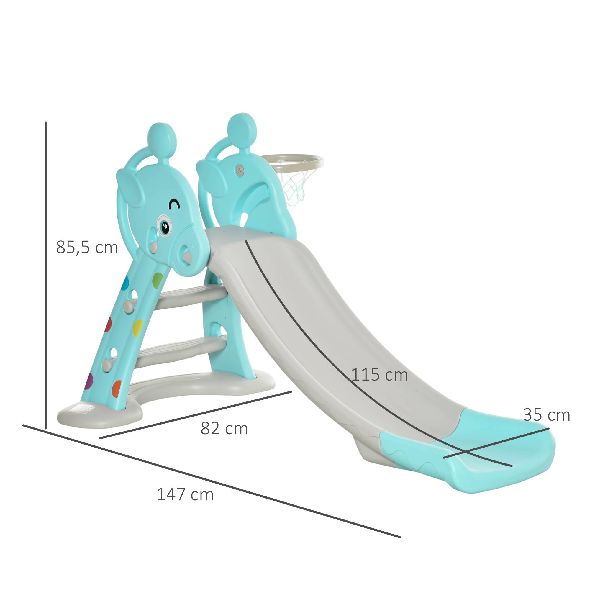 Toboggan 2-en-1 bleu et gris pliable panier de basket dès 18 mois 140 × 87 × 85,5 cm tous espaces - Image 5