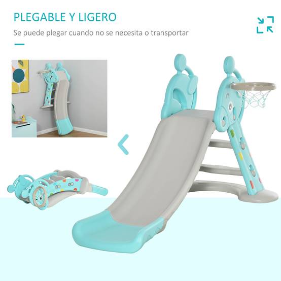 Toboggan 2-en-1 bleu et gris pliable panier de basket dès 18 mois 140 × 87 × 85,5 cm tous espaces - Image 10