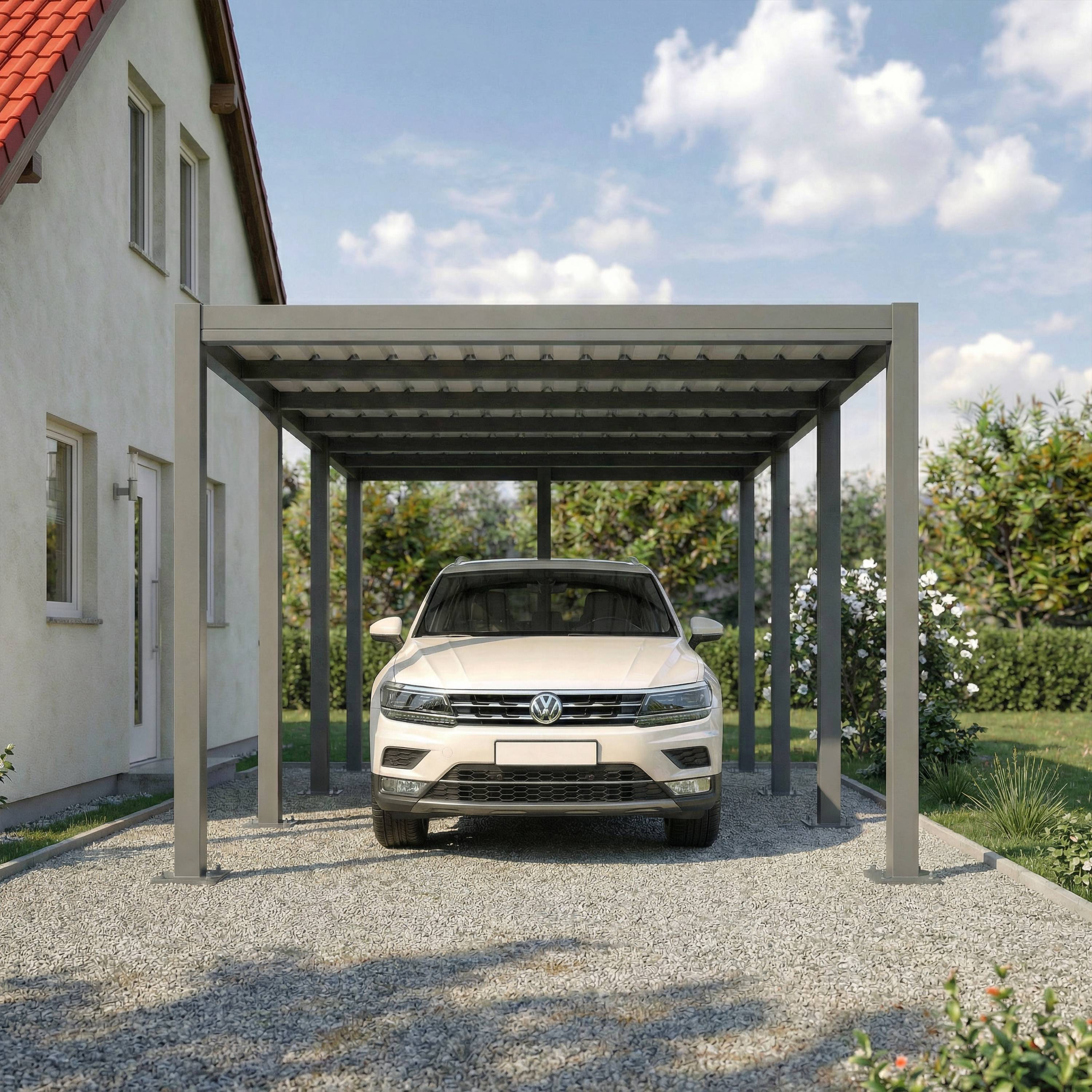 Carport aluminium CARLTON 324 x 550 cm - 1 Voiture - 17,69m2 - Gris anthracite - Image 2