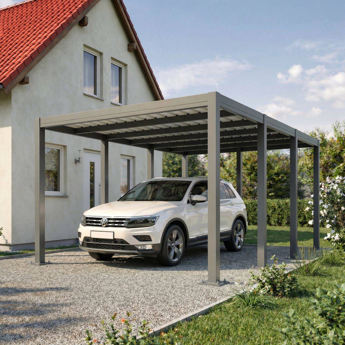 Direct Abris - Carport aluminium CARLTON 324 x 550 cm - 1 Voiture - 17,69m2 - Gris anthracite