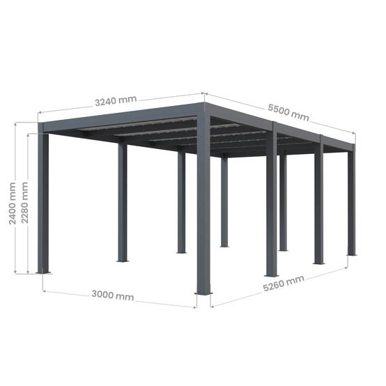 Carport aluminium CARLTON 324 x 550 cm - 1 Voiture - 17,69m2 - Gris anthracite - Image 8