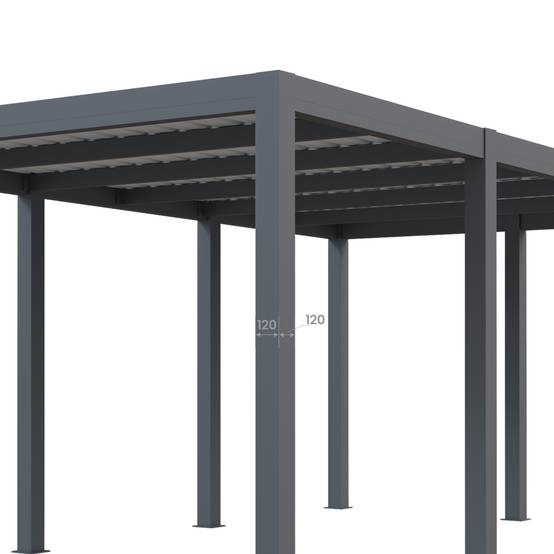 Carport aluminium CARLTON 324 x 550 cm - 1 Voiture - 17,69m2 - Gris anthracite - Image 9