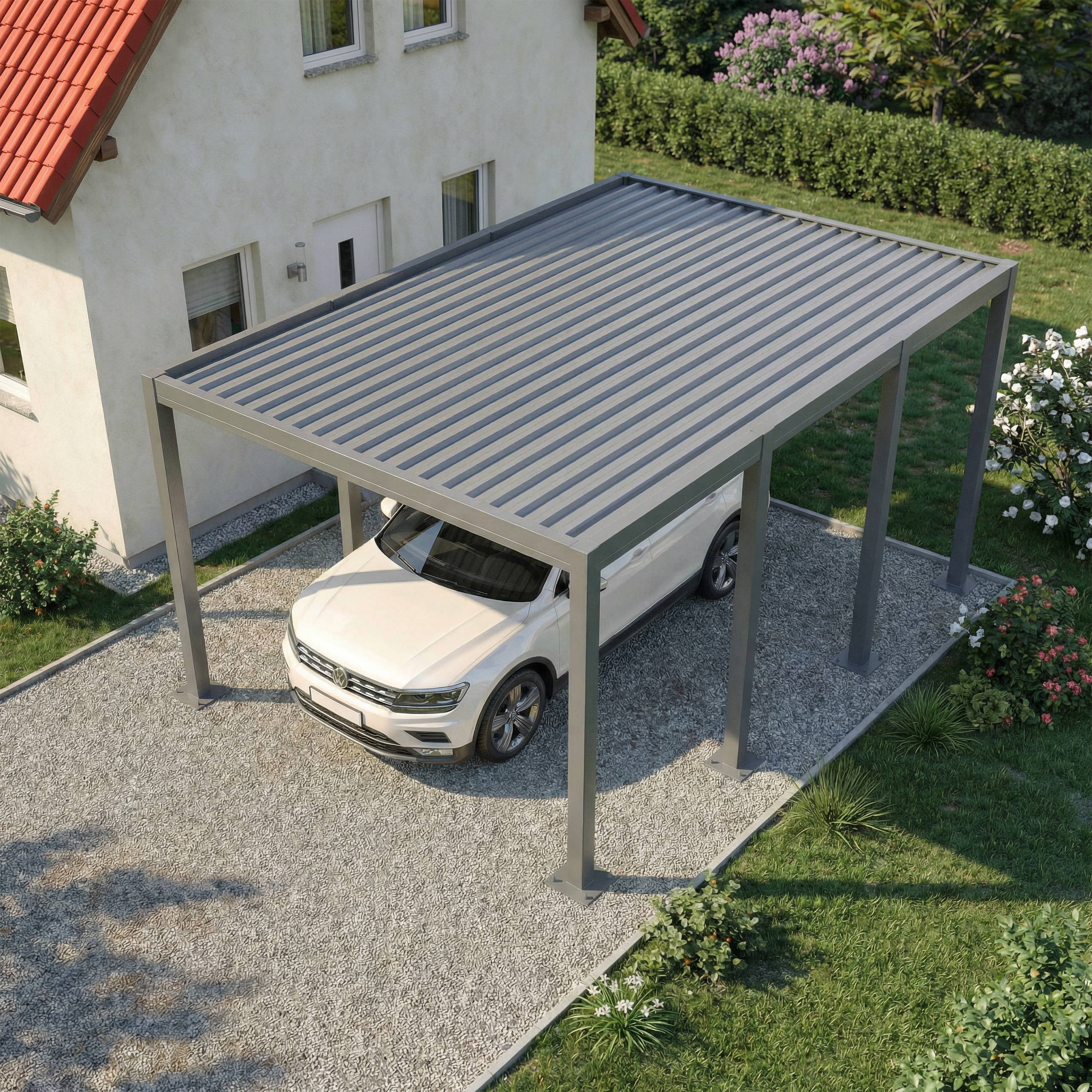 Carport aluminium CARLTON 324 x 550 cm - 1 Voiture - 17,69m2 - Gris anthracite - Image 3