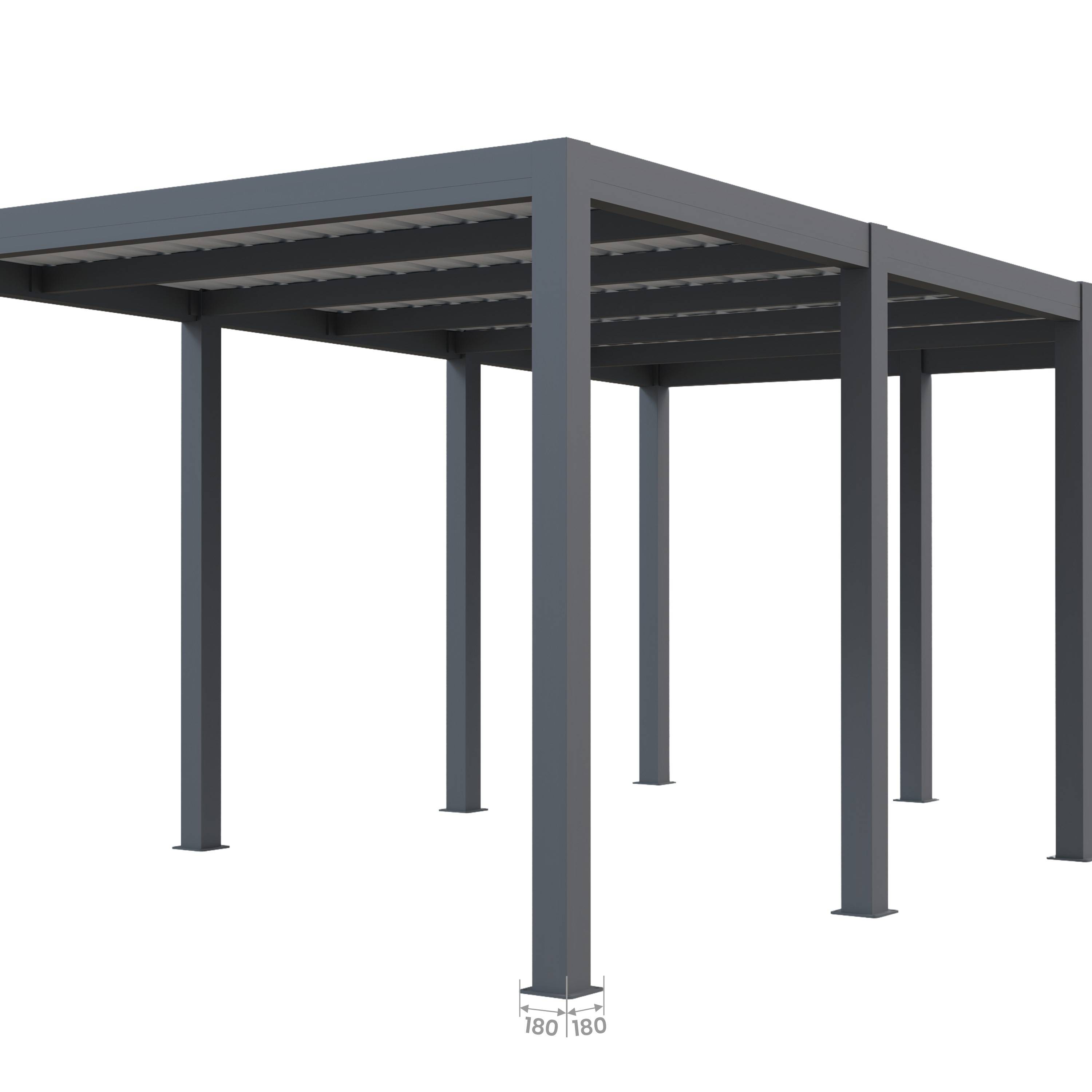 Carport aluminium CARLTON 324 x 550 cm - 1 Voiture - 17,69m2 - Gris anthracite - Image 10