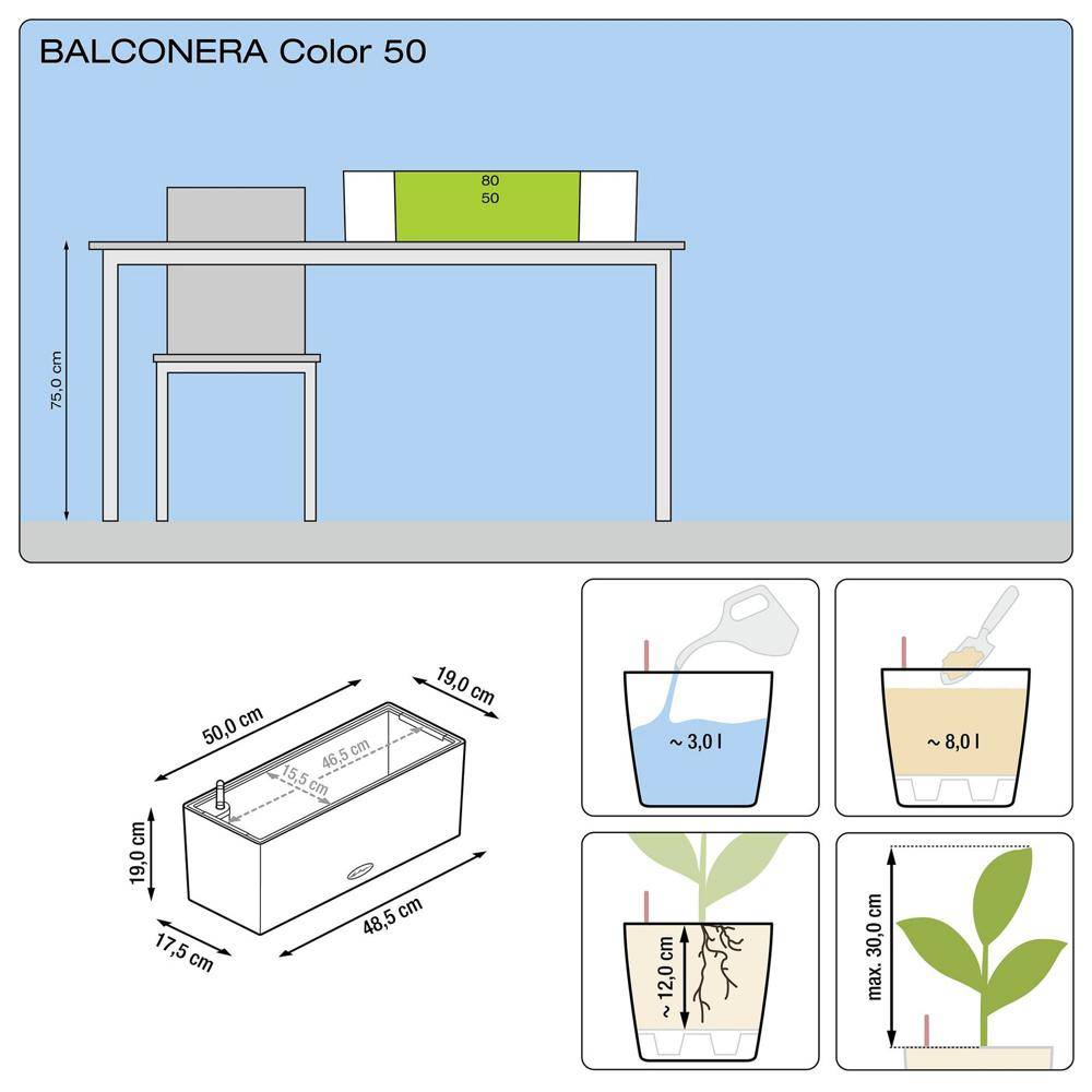 Lechuza - Jardinière Balconera Trend L.50 x l.19 x H.19 cm - Image 3