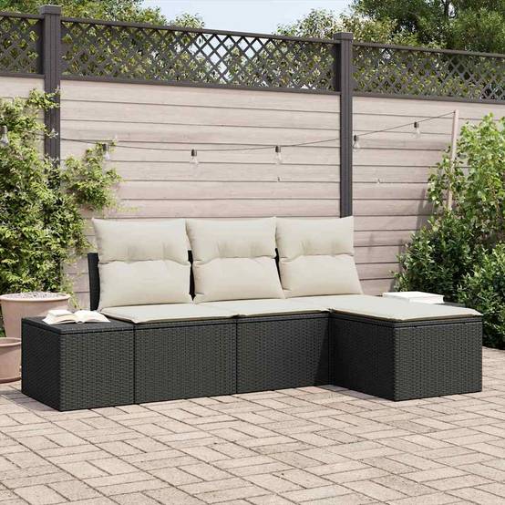 ComfortXL - Petit salon de jardin 4 pcs polyrotin modulable avec repose-pieds pour balcon Noir – ComfortXL Outdoor Living - Image 1