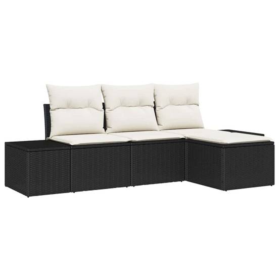 ComfortXL - Petit salon de jardin 4 pcs polyrotin modulable avec repose-pieds pour balcon Noir – ComfortXL Outdoor Living - Image 2