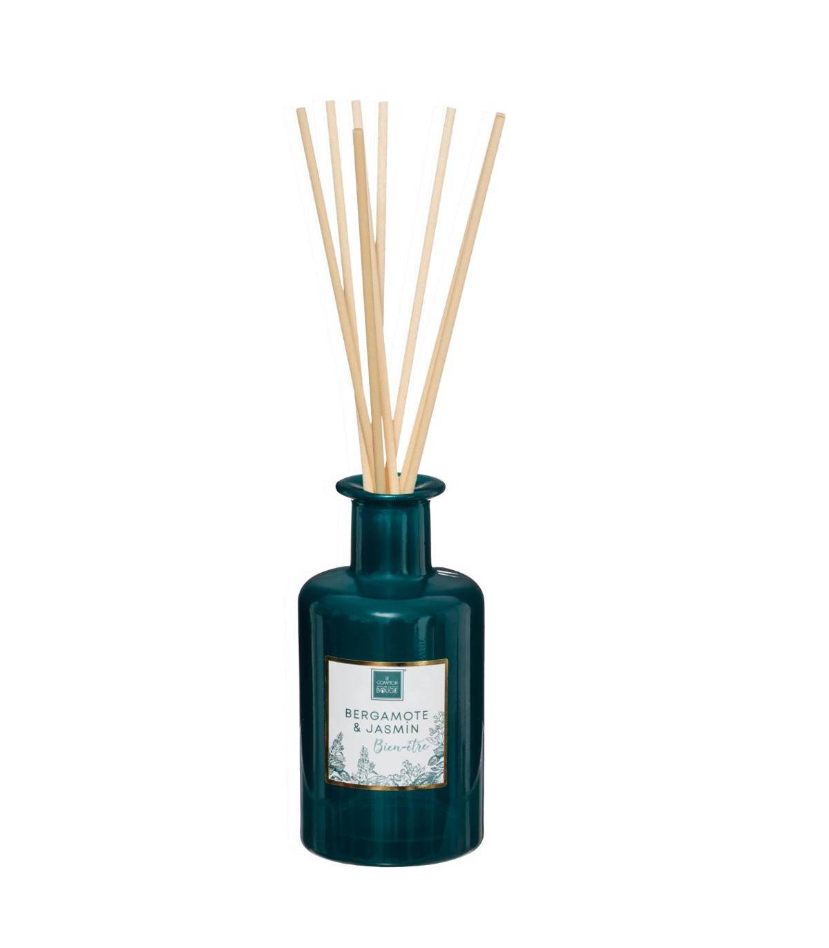 Diffuseur de parfum Bergamote et Jasmin 200 ml avec 8 Bâtonnets en rotin - Image 1