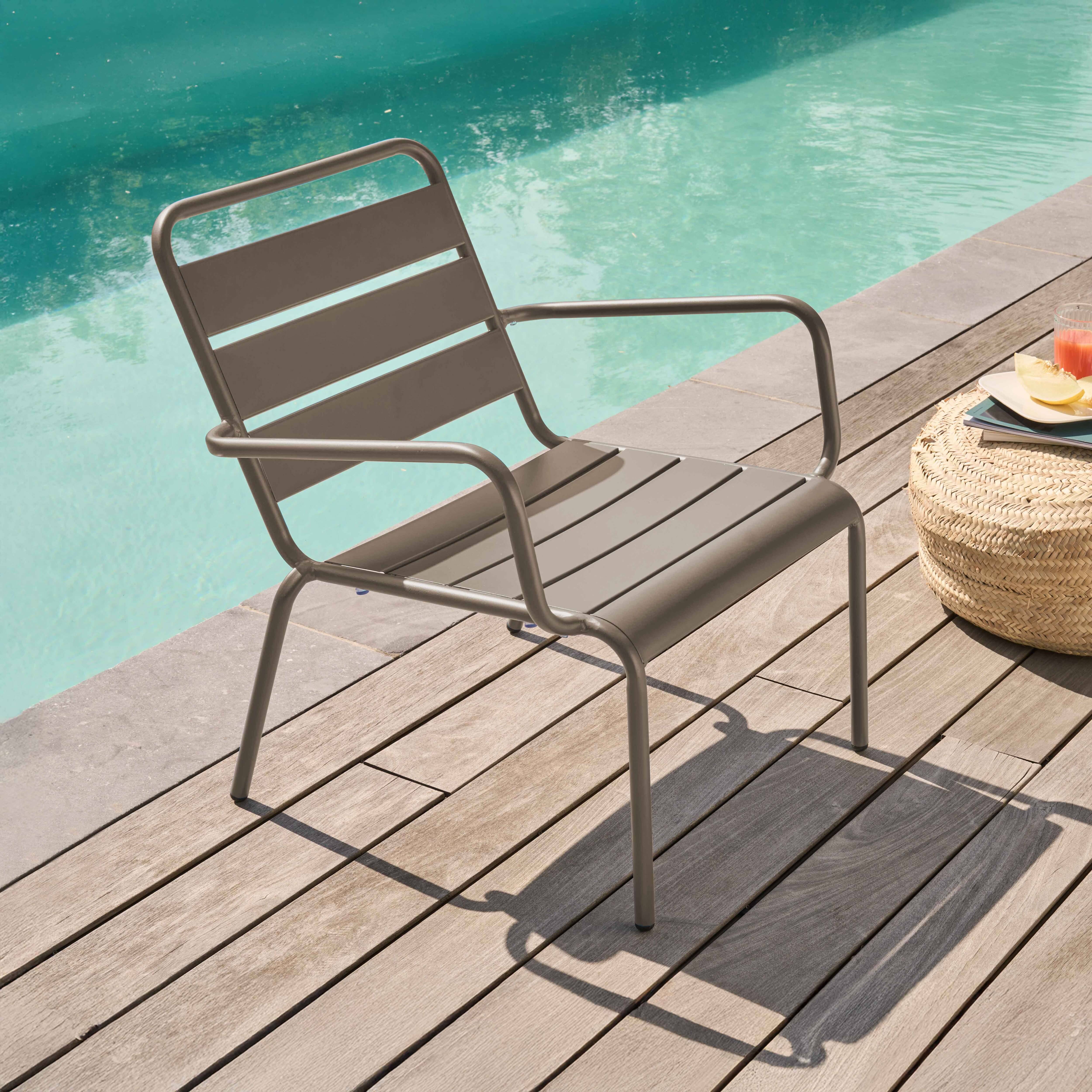 Oviala - Fauteuil de jardin bas relax acier taupe Palavas - Oviala - Image 2