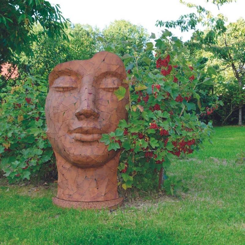 Jardinex - Statue visage métal mosaïque 108 cm - Brun - Jardinex - Image 6