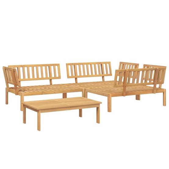 ComfortXL - Salon de Jardin Palette 4p Bois d'Acacia Massif d'Angle Modulable pour Extérieur Brun Finition Huilée – ComfortXL Outdoor Living - Image 2
