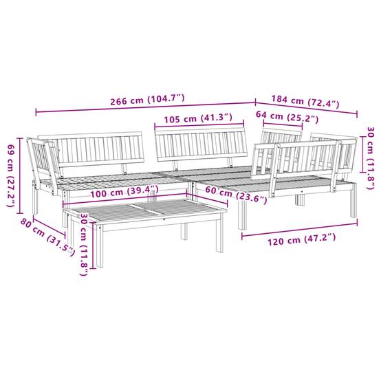 ComfortXL - Salon de Jardin Palette 4p Bois d'Acacia Massif d'Angle Modulable pour Extérieur Brun Finition Huilée – ComfortXL Outdoor Living - Image 7