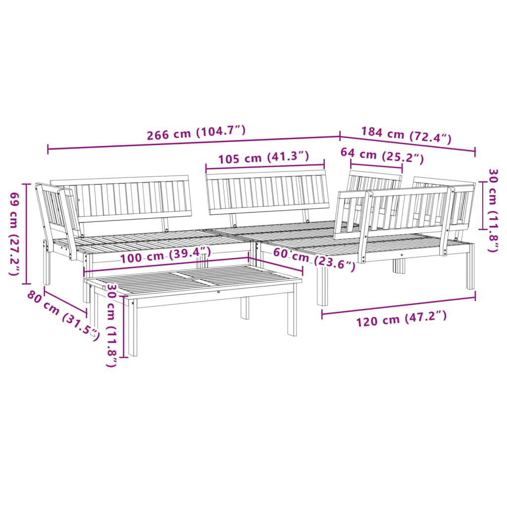 ComfortXL - Salon de Jardin Palette 4p Bois d'Acacia Massif d'Angle Modulable pour Extérieur Brun Finition Huilée – ComfortXL Outdoor Living - Image 7