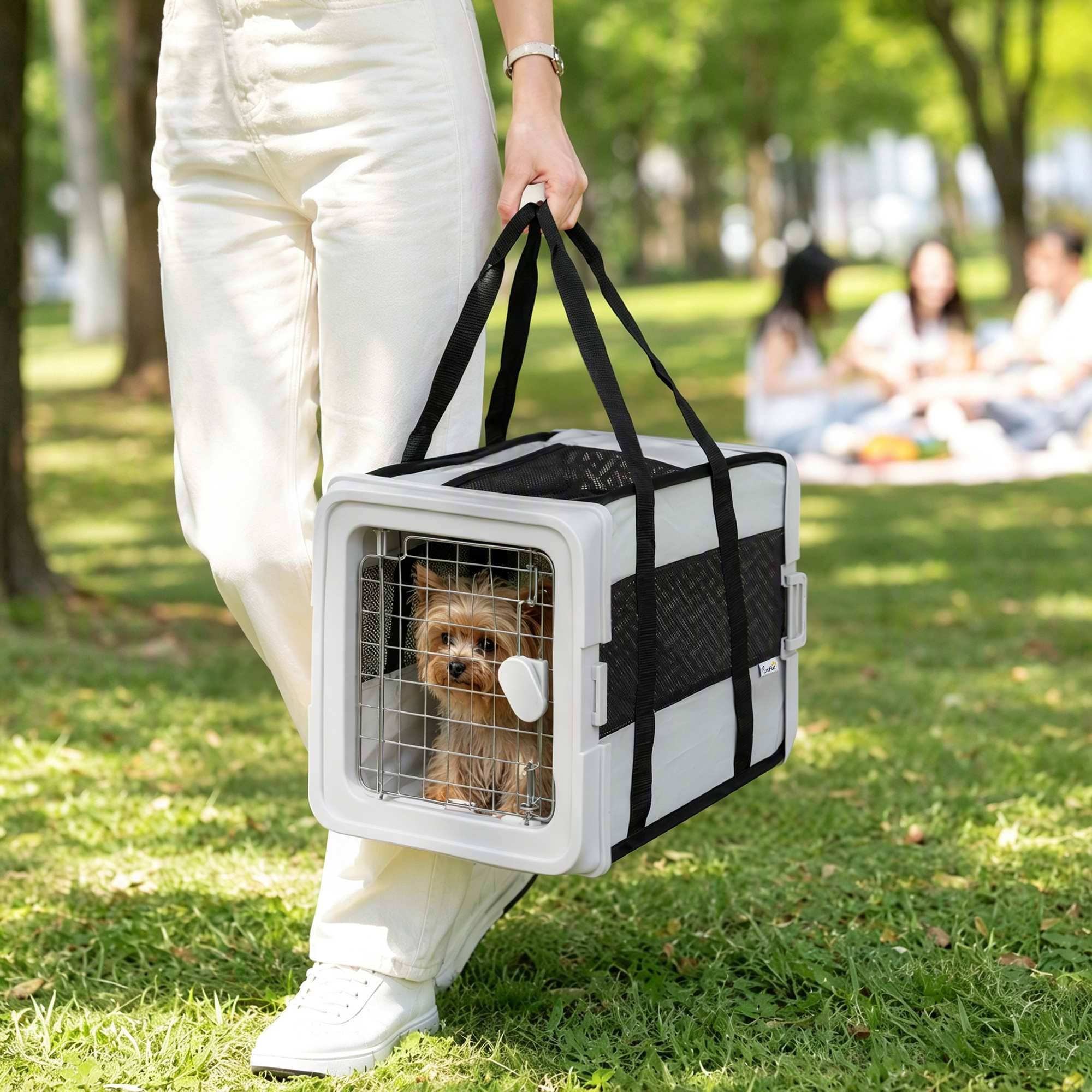 Sans Marque - Sac Transport Chat Chien Pliable Tissu 300D 10 kg 49,5x34x35,5 cm Gris - Image 4