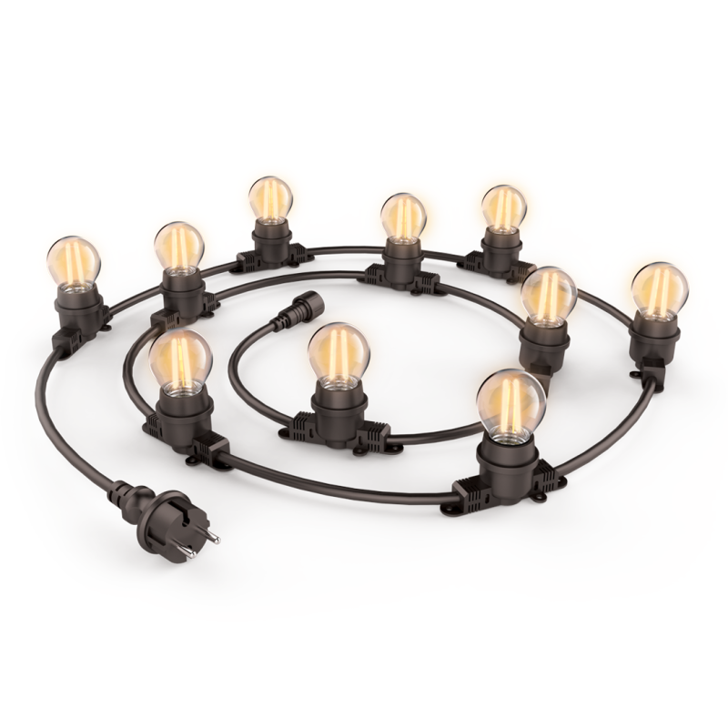 Xanlite - Guirlande Guinguette LED Noire, x10 Ampoules Vintage E27 Incluses, 5m Extensible, Conso 43W - GRL5230VBP45F - Image 1