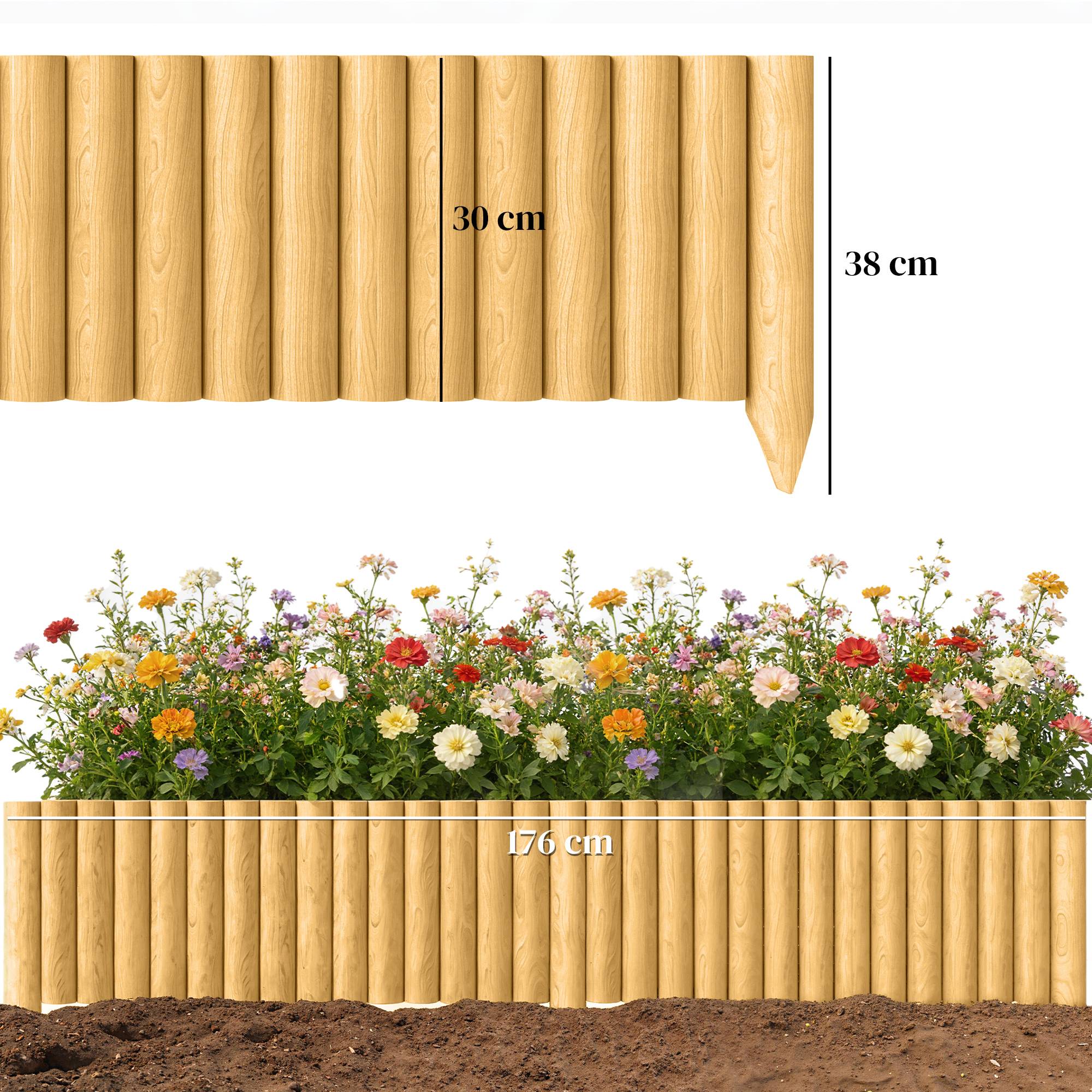 Panneau décoratif de clôture de jardin en bois – Robuste et facile à installer – Pour terrasse, pelouse ou allée – 176 x 38 cm – Couleur naturelle - Image 5