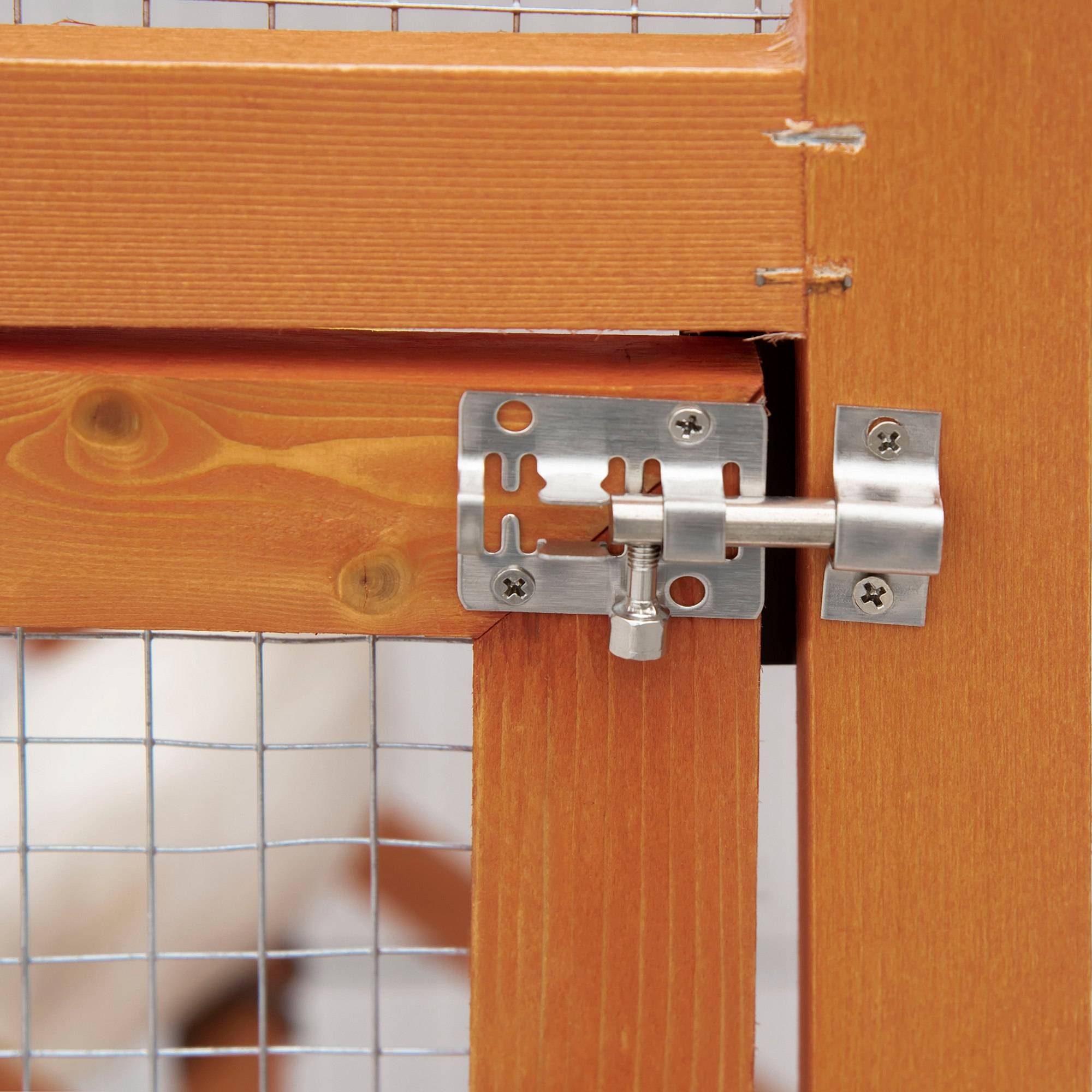 Pawhut - Volière cage à oiseaux - 2 portes tiroir déjection coulissant échelle toit bitumé - bois sapin pré-huilé - Image 8