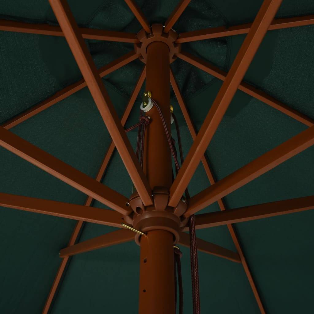 Helloshop26 - Parasol avec mât en bois 330 cm vert - Image 4