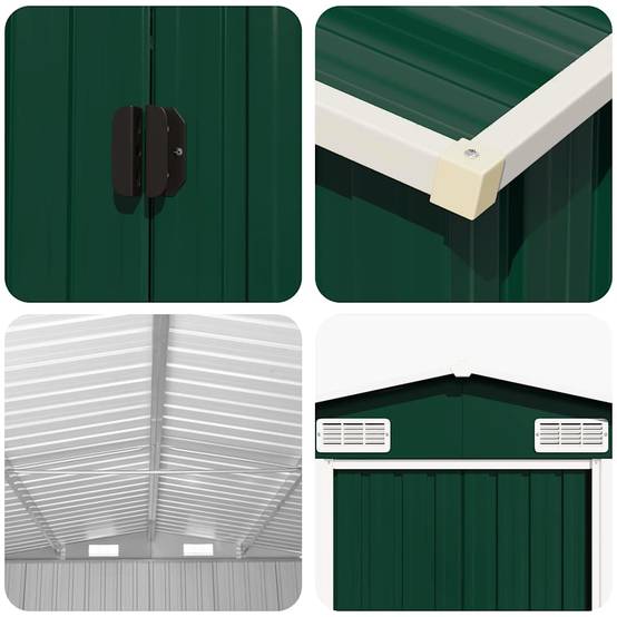 Abri de jardin métal vert 257 x 77.9 x 181 cm - PANGIVO - Image 8